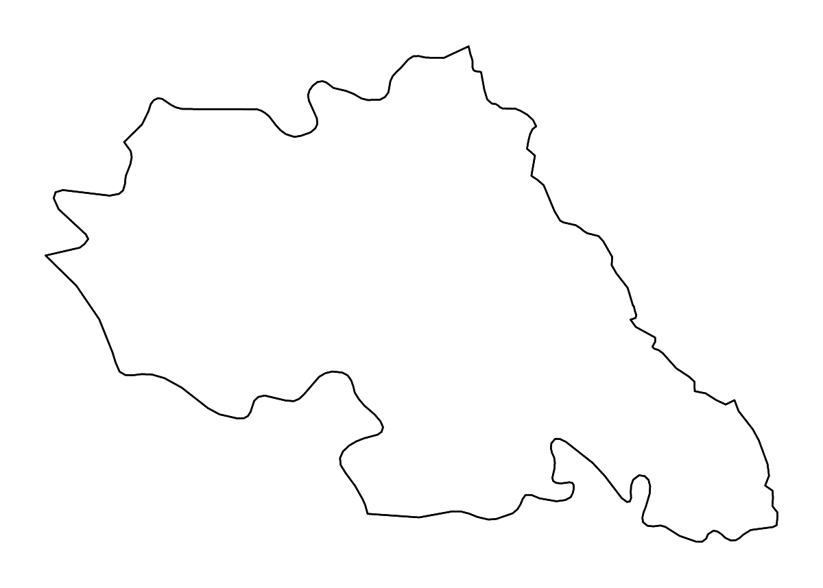 Outline map of Iași County, Romania with rivers.