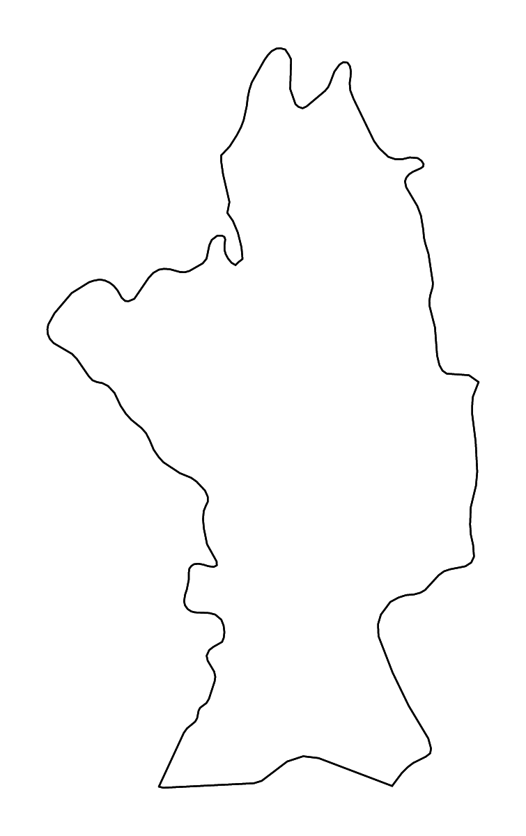 Outline map of Olt County, Romania with rivers.