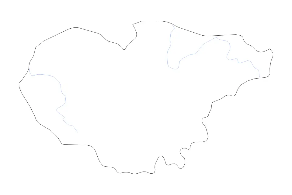 Outline map of Sălaj County, Romania with subdivision borders and rivers.