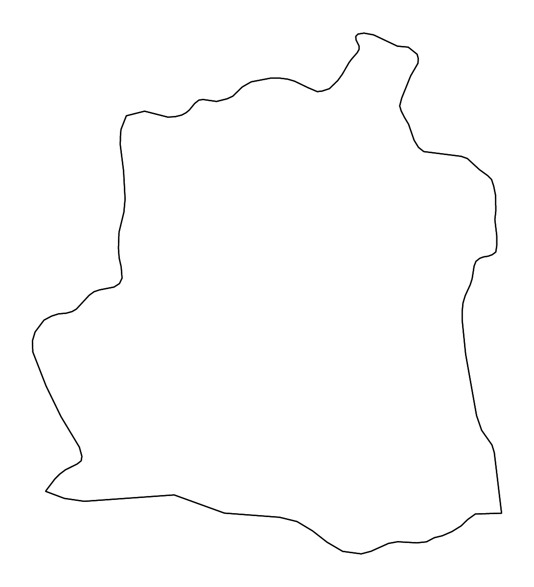 Mapa de contorno de Teleorman, Romania con ríos.