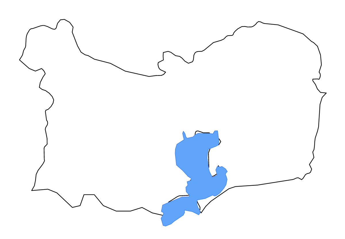 Mapa de contorno de Tulcea, Romania con lagos y ríos.