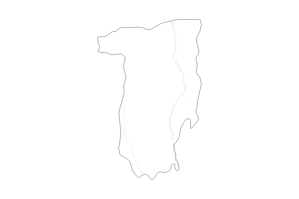 Mapa de Vâlcea, Romania de tipo contorno y ríos para Europa, con contorno y ríos con límites limpios.