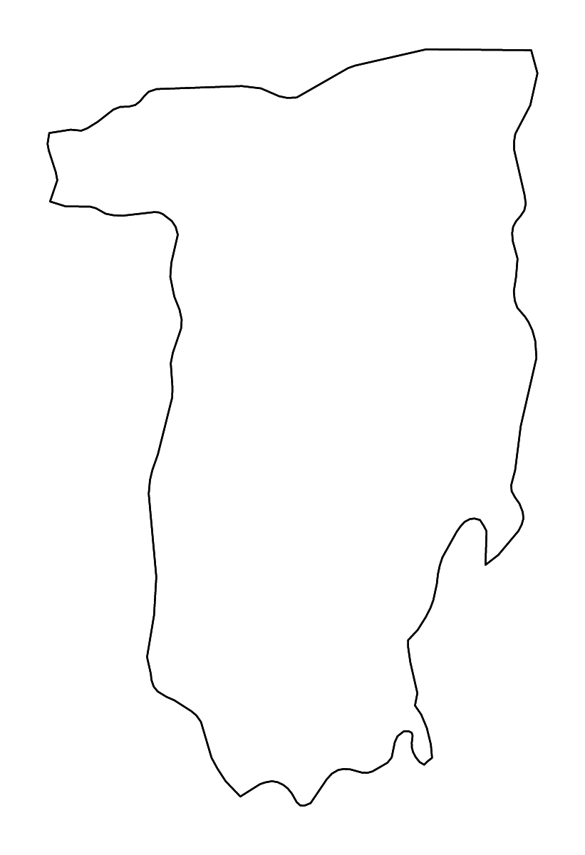 Outline map of Vâlcea County, Romania with rivers.