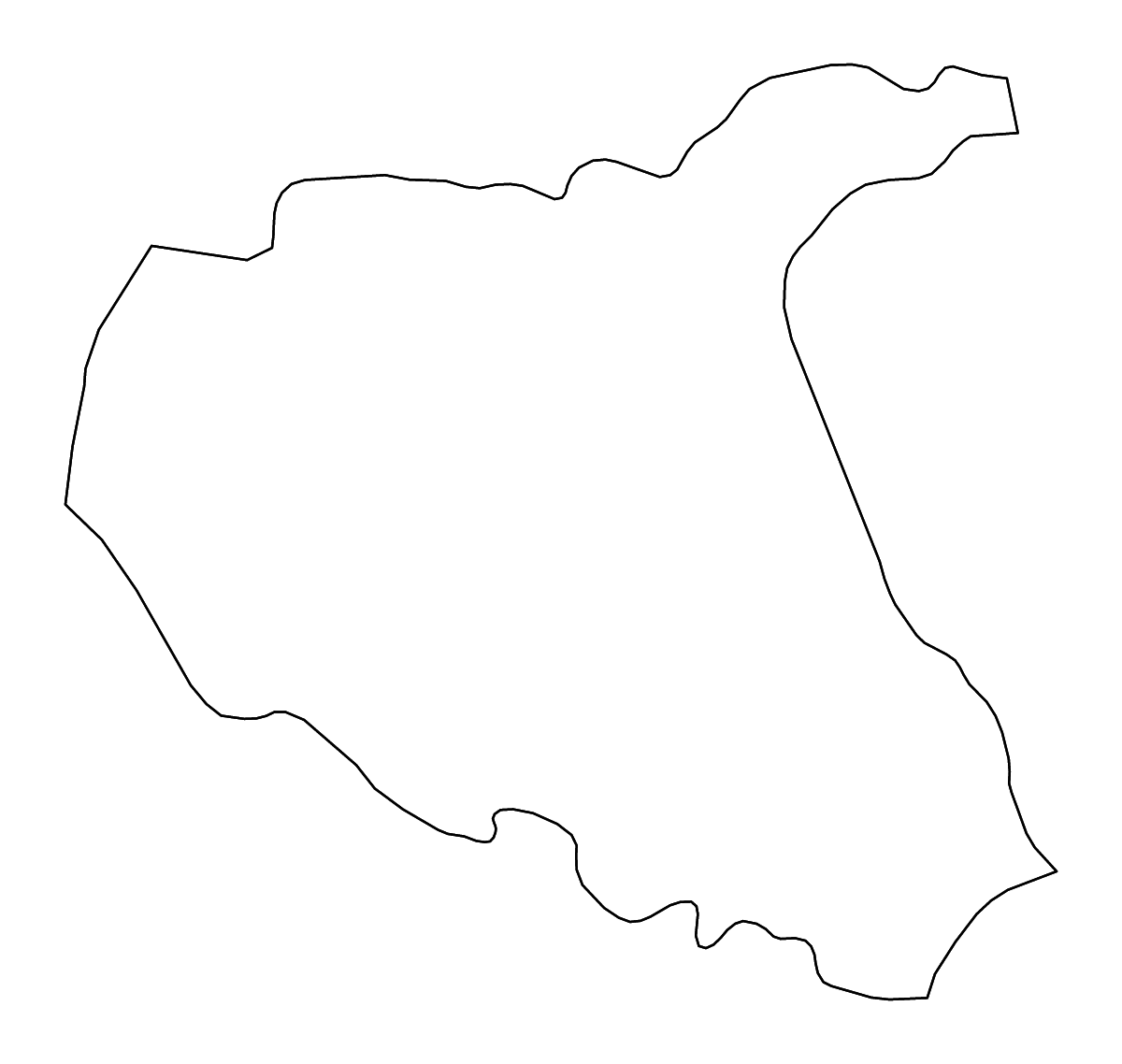 Mapa de contorno de Vrancea, Romania con ríos.