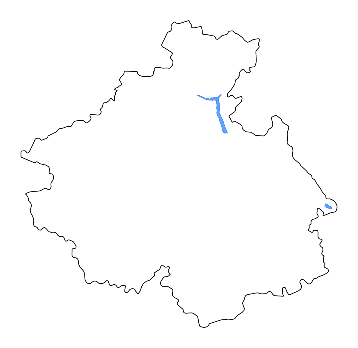 Outline map of Altai Republic, Russian Federation with lakes and rivers.
