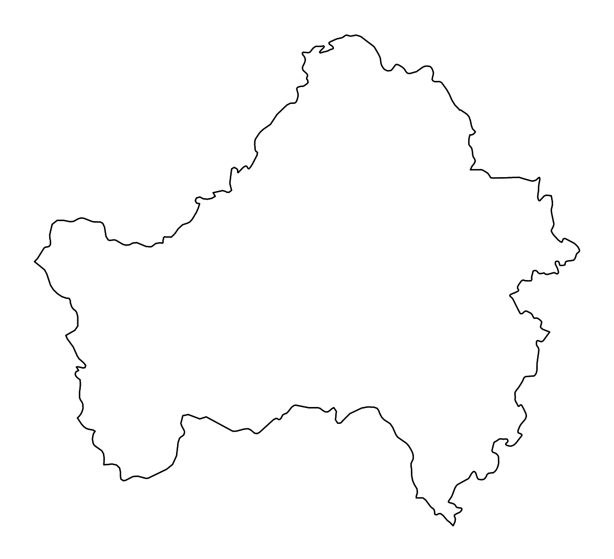 Mapa de contorno de Bryansk, Russian Federation con ríos.