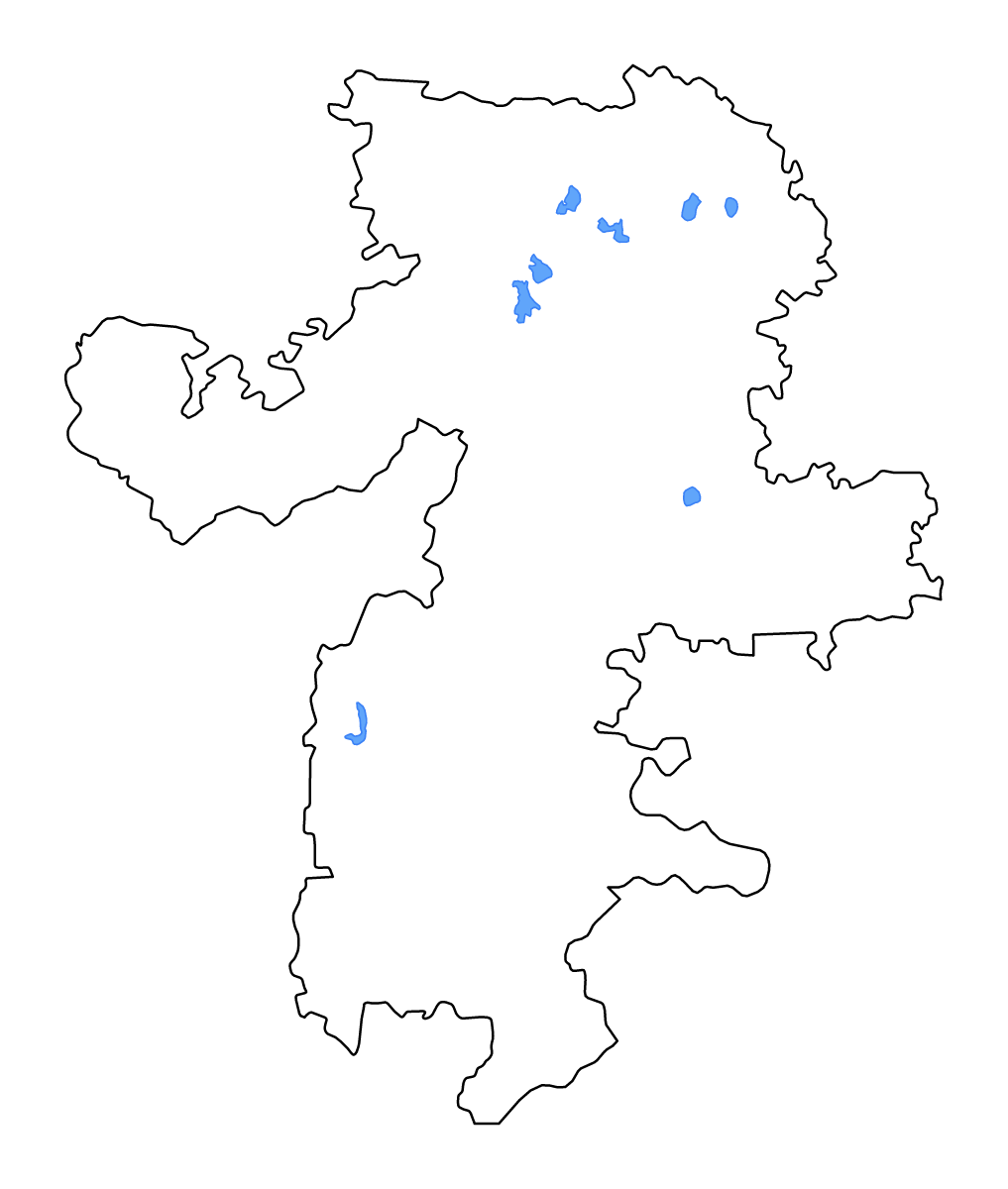 Mapa de contorno de Chelyabinsk, Russian Federation con lagos y ríos.