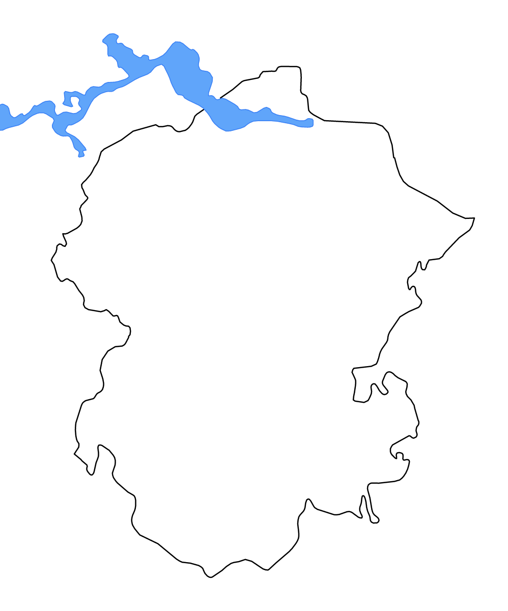 Mapa de contorno de Chuvash Republic, Russian Federation con lagos y ríos.