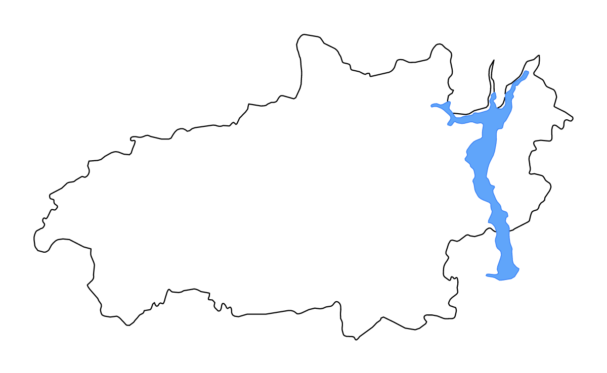 Outline map of Ivanovo, Russian Federation with lakes and rivers.