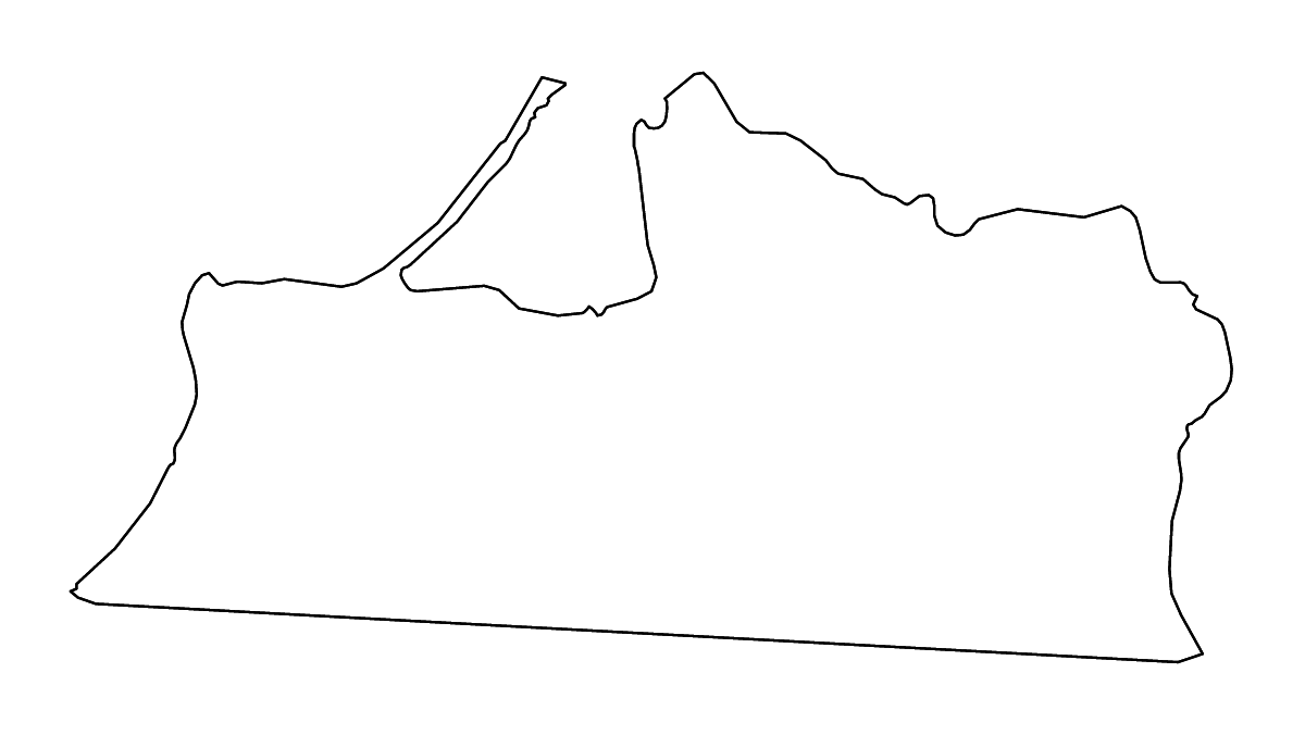Outline map of Kaliningrad, Russian Federation with rivers.