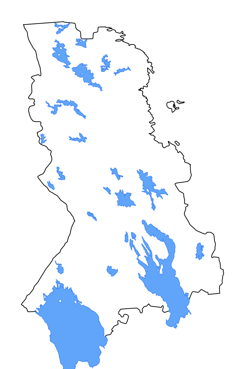 Carte de contour de Karelia, Russian Federation avec lacs et rivières.