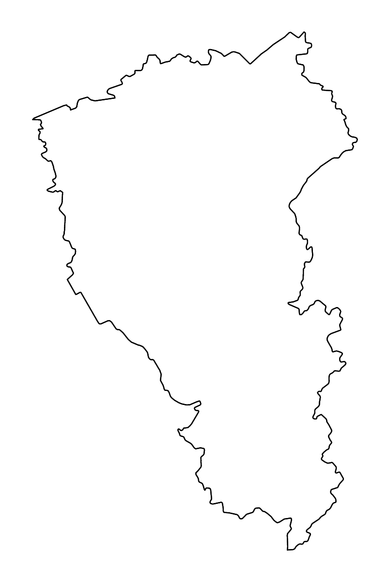 Carte de contour de Kemerovo, Russian Federation avec rivières.