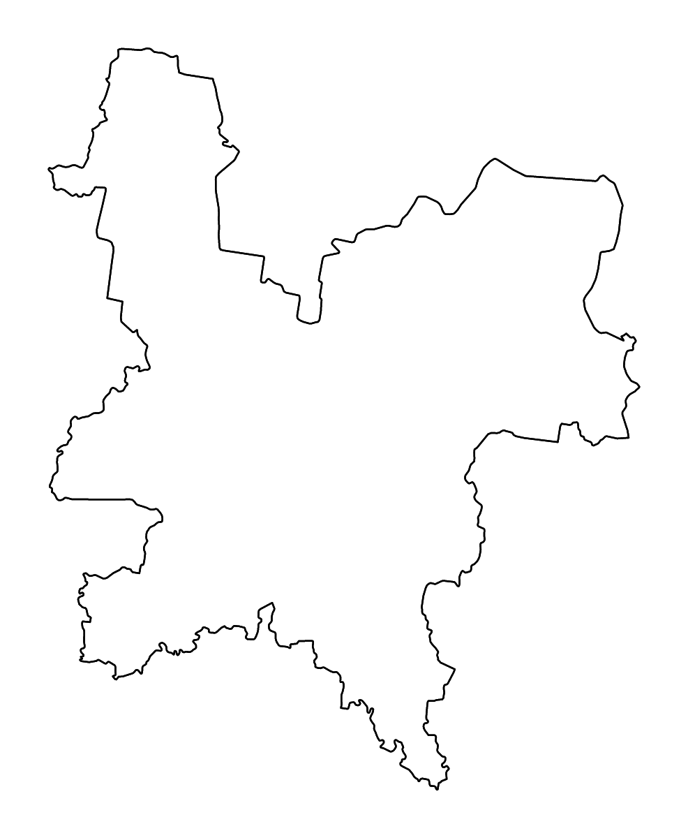 Outline map of Kirov, Russian Federation with rivers.