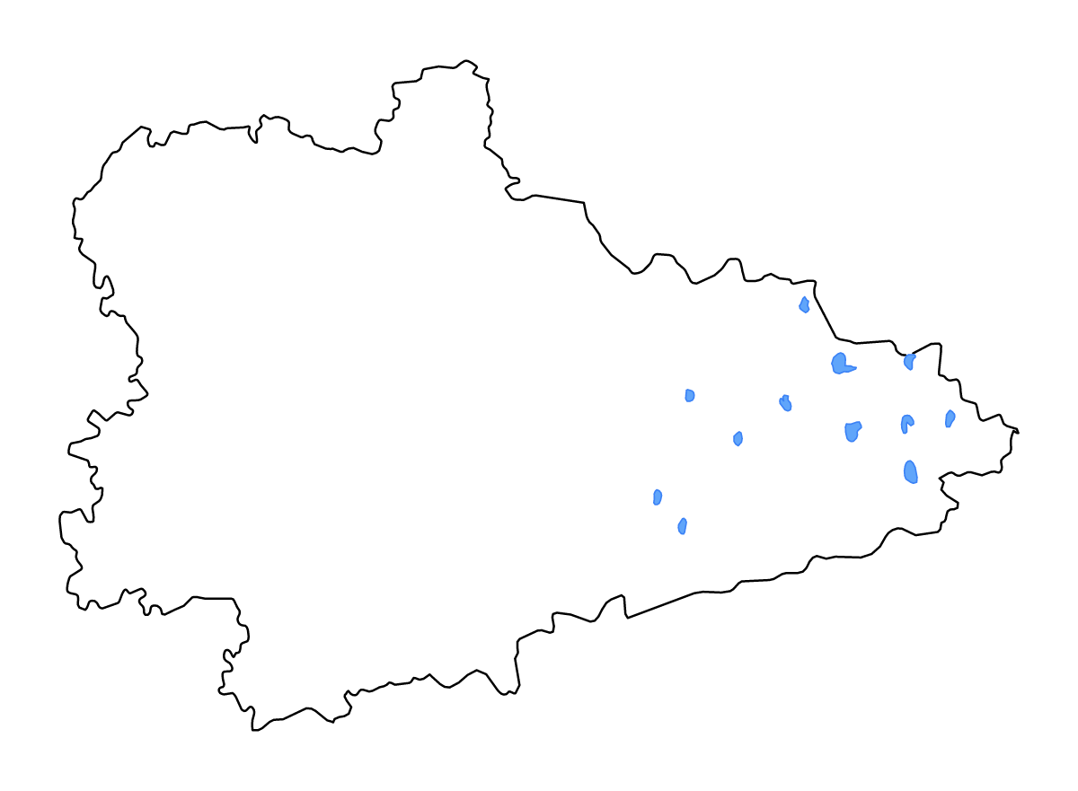 Carte de contour de Kurgan, Russian Federation avec lacs et rivières.