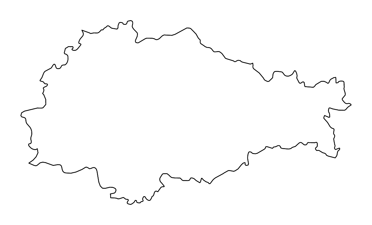 Carte de contour de Kursk, Russian Federation avec rivières.