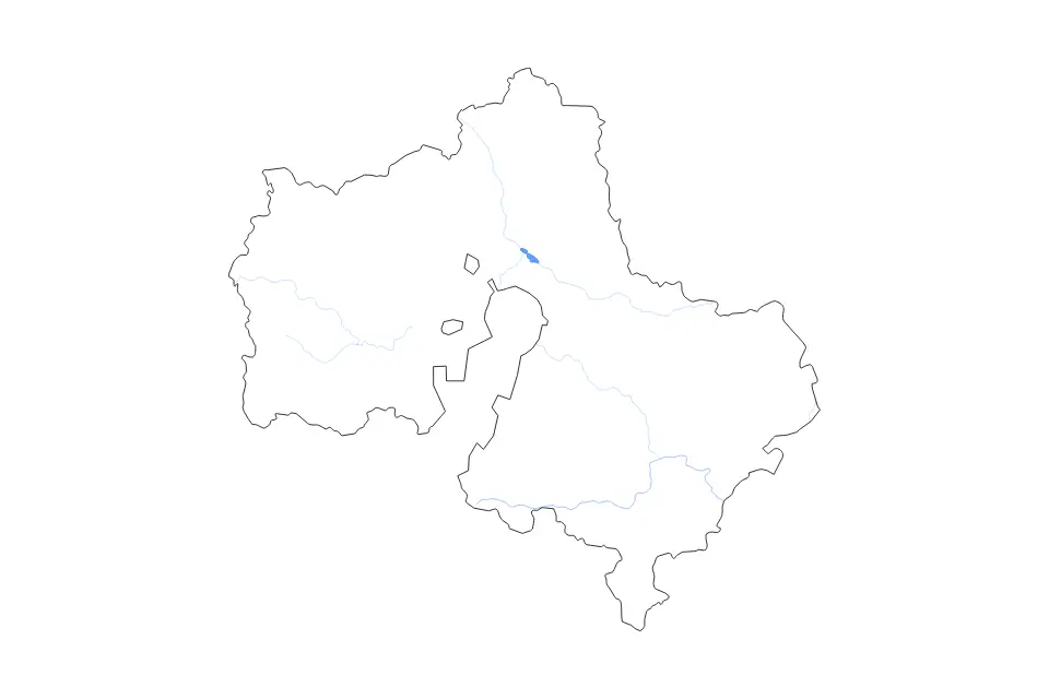 Carte de Moscow (Region), Russian Federation de type contour, lacs et rivières pour Europe, montrant contour, lacs et rivières avec des éléments hydrographiques comme Uchinskoye Vodokhranilishche.