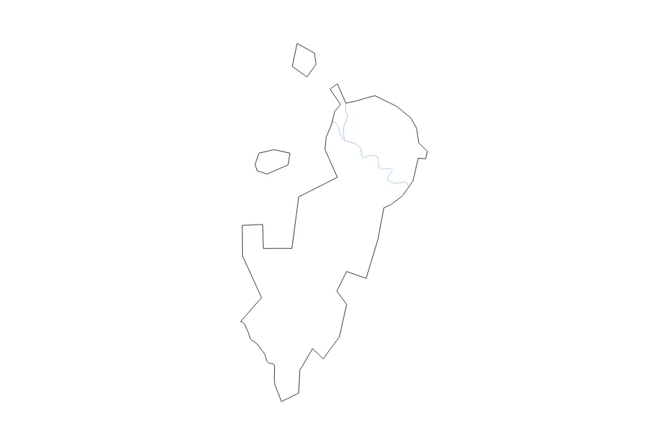 Outline map of Moscow Federal City, Russian Federation with subdivision borders and rivers.