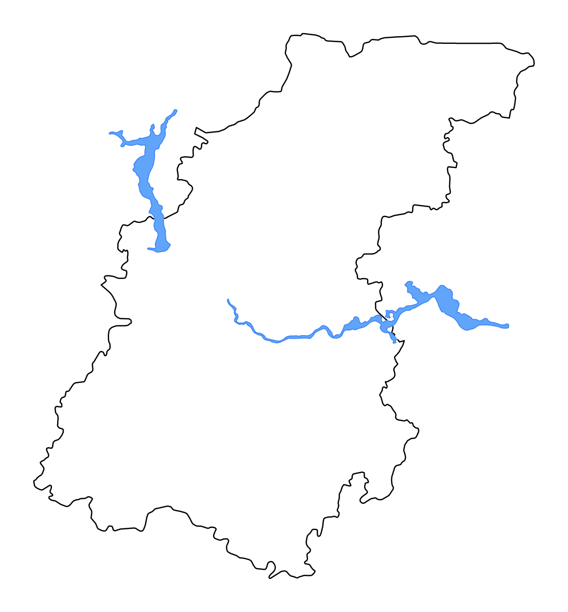 Carte de contour de Nizhny Novgorod, Russian Federation avec lacs et rivières.