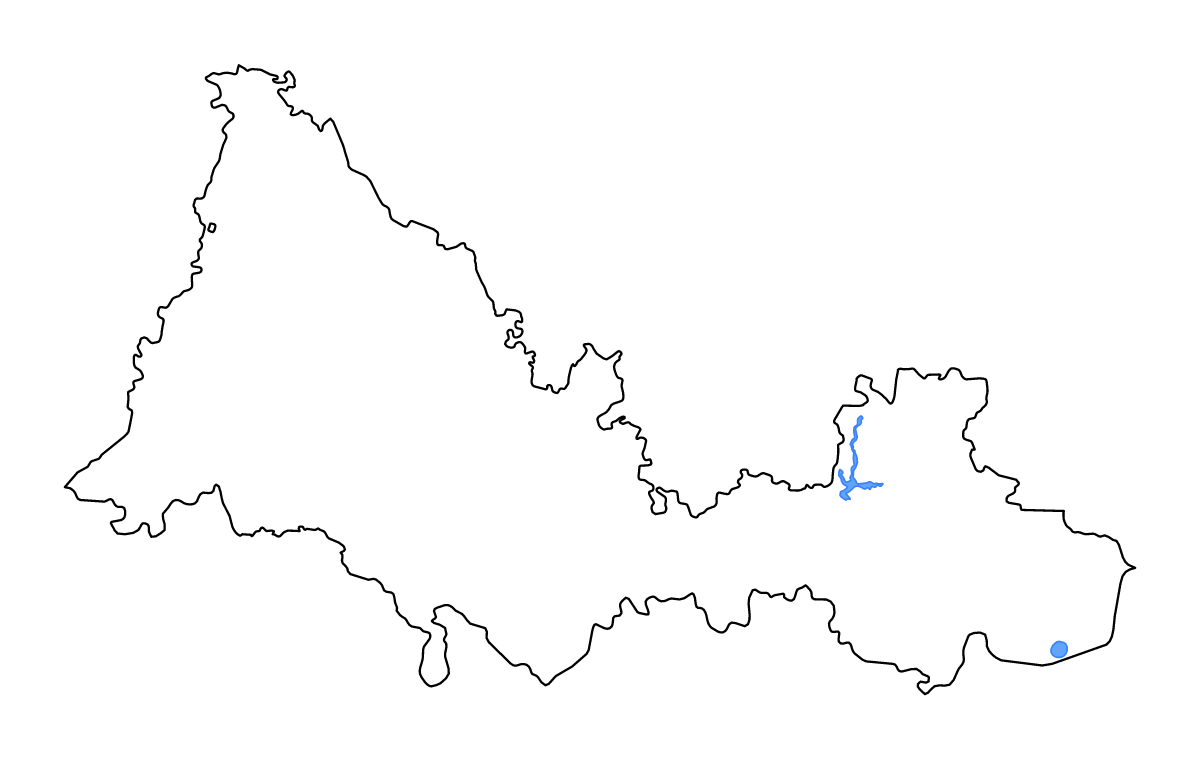 Carte de contour de Orenburg, Russian Federation avec lacs et rivières.