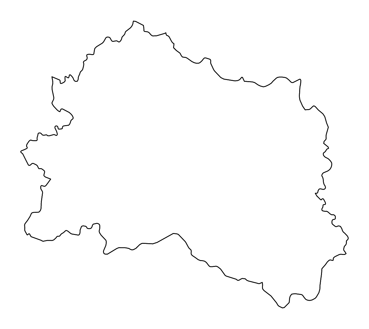 Mapa de contorno de Oryol, Russian Federation con ríos.
