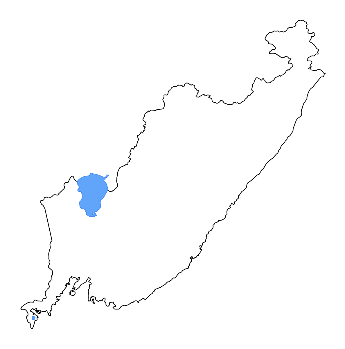 Mapa de contorno de Primorsky Krai, Russian Federation con lagos y ríos.
