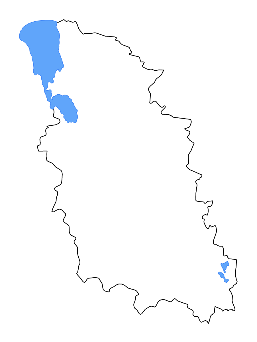 Outline map of Pskov, Russian Federation with lakes and rivers.