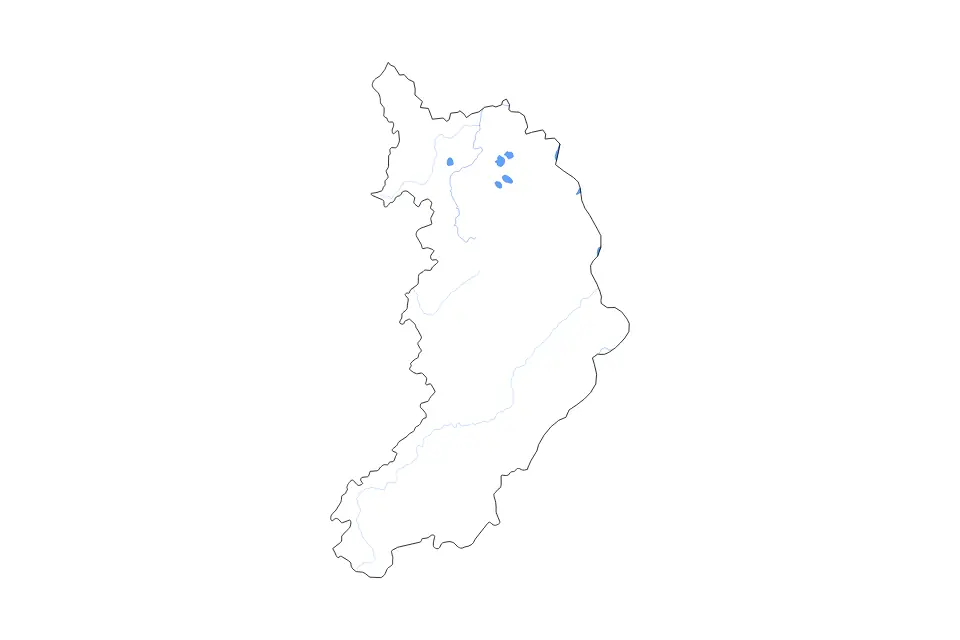 Carte de Republic of Khakassia, Russian Federation de type contour, lacs et rivières pour Europe, montrant contour, lacs et rivières avec des éléments hydrographiques comme Ozero Belë, Krasnoyarskoye Vodokhranilishche et Ozero Chërnoye.
