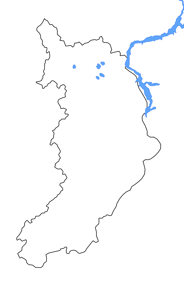 Mapa de contorno de Republic of Khakassia, Russian Federation con lagos y ríos.
