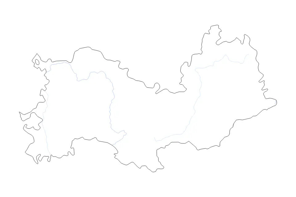 Mapa de Republic of Mordovia, Russian Federation de tipo contorno y ríos para Europa, con contorno y ríos con límites limpios.