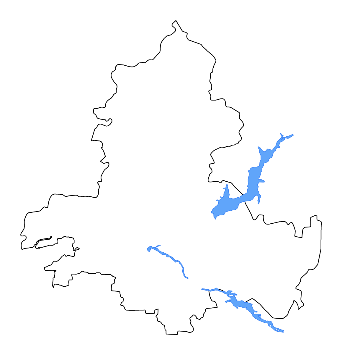 Mapa de contorno de Rostov, Russian Federation con lagos y ríos.