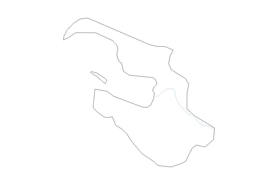 Outline map of Saint Petersburg Federal City, Russian Federation with subdivision borders and rivers.
