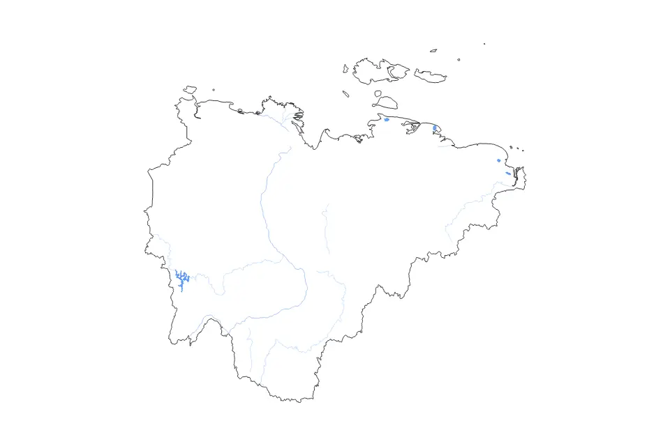 Outline map of Sakha Republic Autonomous Province, Russian Federation with subdivision borders and major lakes and rivers.