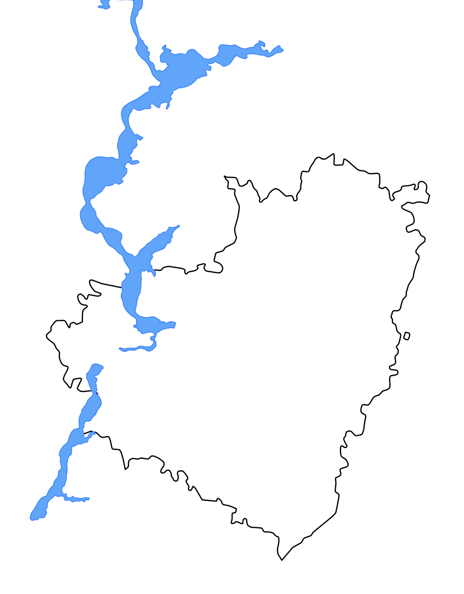 Mapa de contorno de Samara, Russian Federation con lagos y ríos.