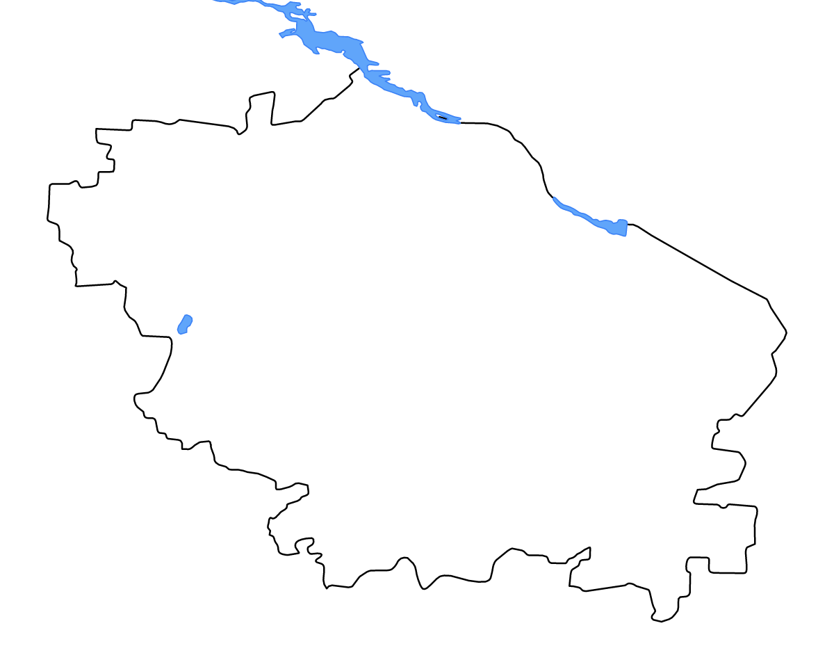 Outline map of Stavropol Krai, Russian Federation with lakes and rivers.