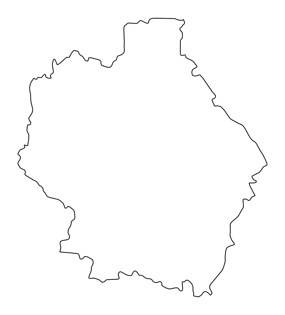 Outline map of Tambov, Russian Federation with rivers.