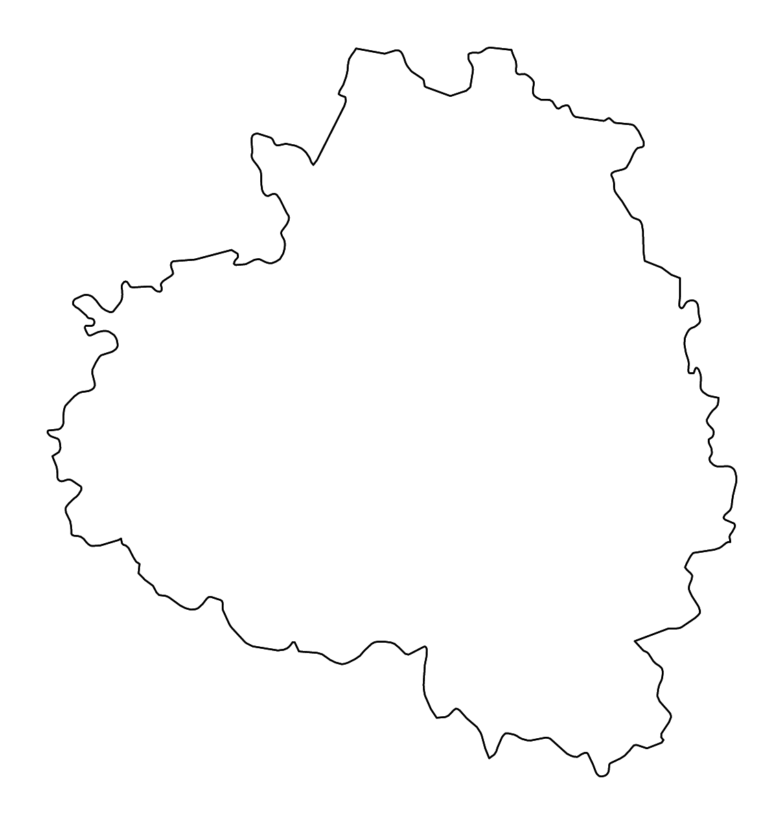Outline map of Tula, Russian Federation with rivers.