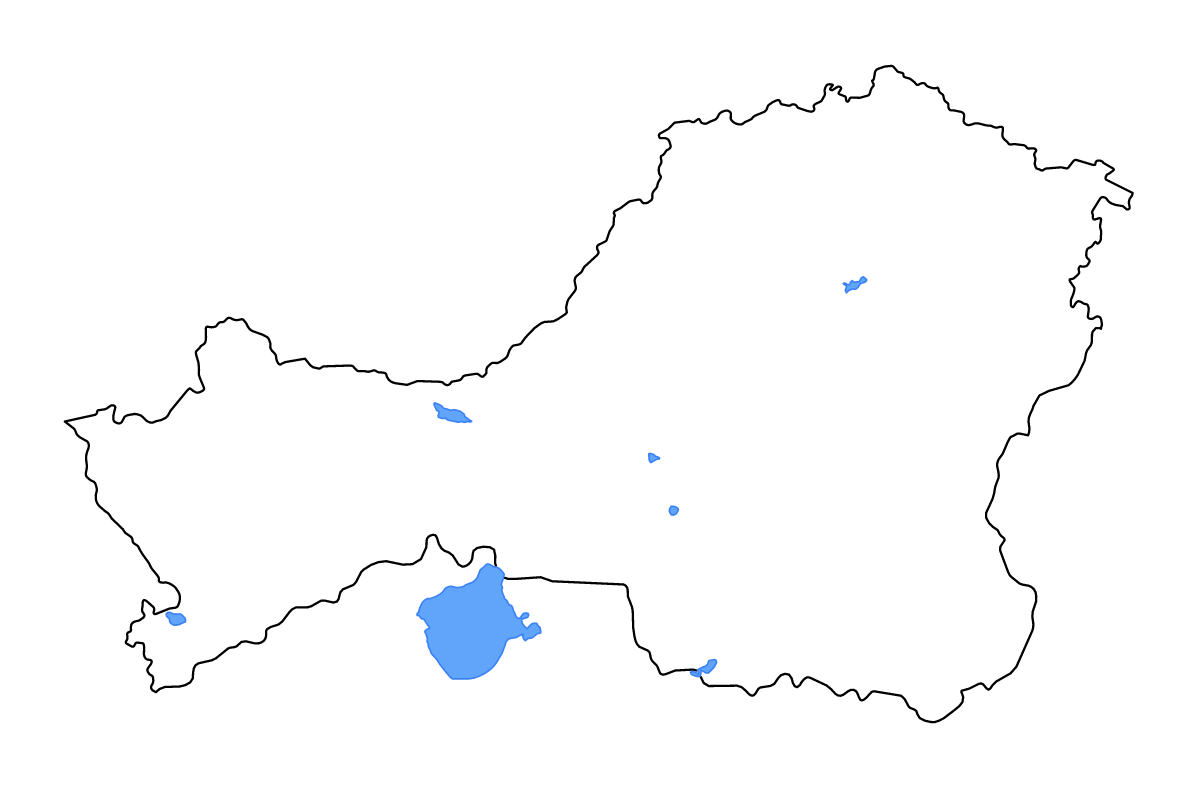 Mapa de contorno de Tuva Republic, Russian Federation con lagos y ríos.