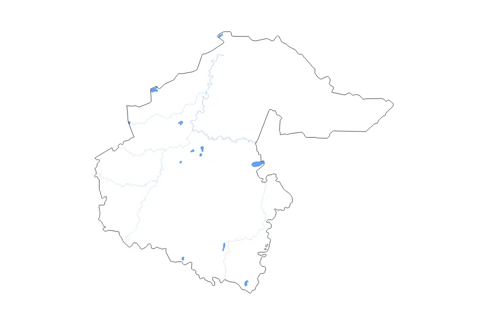 Mapa de Tyumen, Russian Federation de tipo contorno, lagos y ríos para Europa, con contorno, lagos y ríos con elementos de agua como Ozero Bol’shoye Karas’ye, Ozero Bol’shoye Beloye y Ozero Kondan.