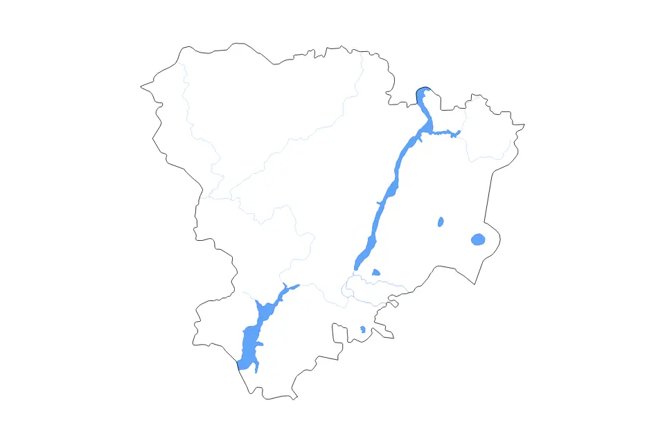 Mapa de Volgograd, Russian Federation de tipo contorno, lagos y ríos para Europa, con contorno, lagos y ríos con elementos de agua como Bol’shoy Liman, Ozero El’ton y Tsimlyanskoye Vodokhranilishche.