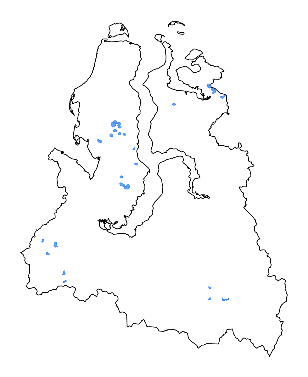 Mapa de contorno de Yamalo-Nenets Autonomous Okrug, Russian Federation con lagos y ríos.