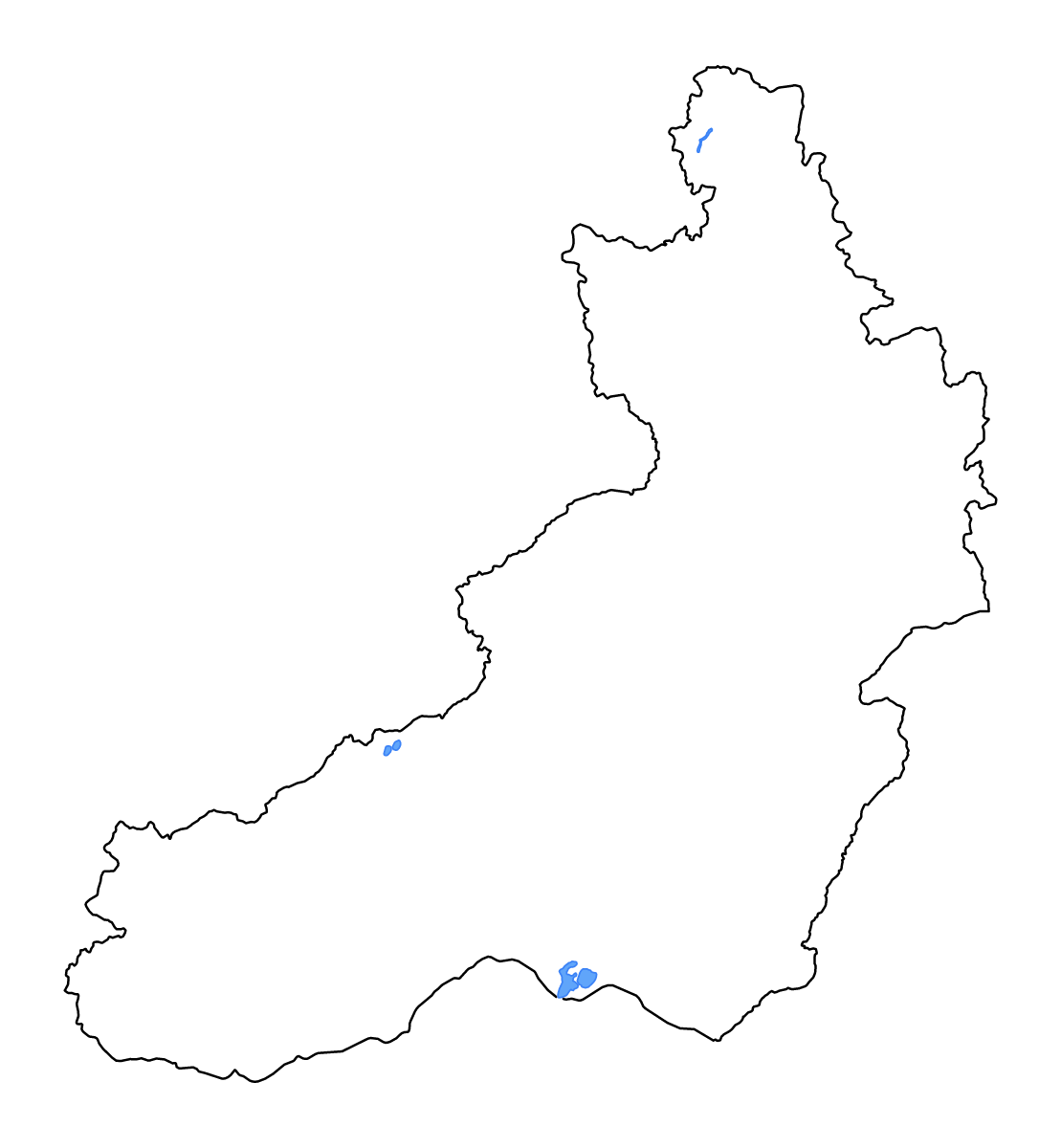 Outline map of Zabaykalsky Krai, Russian Federation with lakes and rivers.