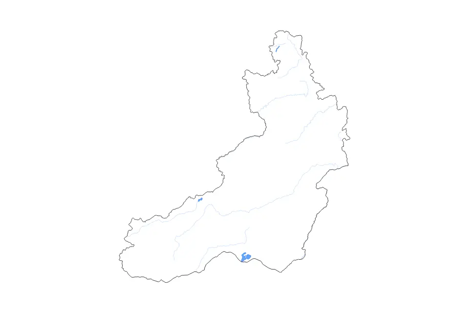 Outline map of Zabaykalsky Krai, Russian Federation with subdivision borders and major lakes and rivers.