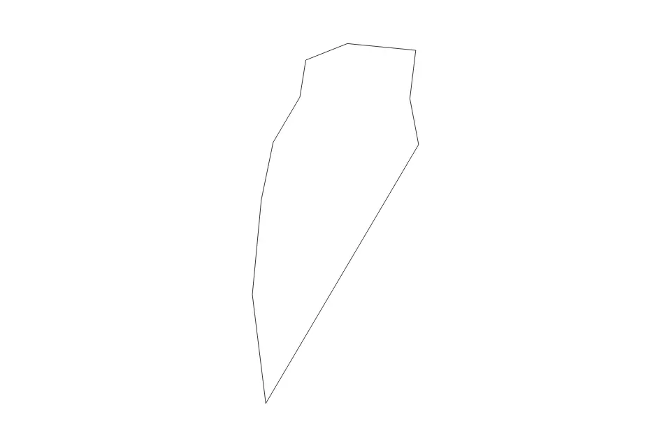 Outline map of Montegiardino Administrative Area, San Marino with subdivision borders.
