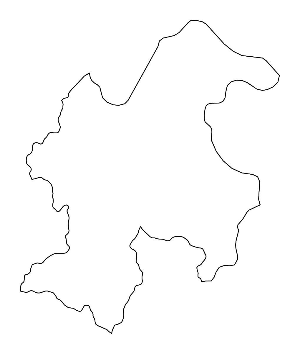 Outline map of Bor District, Serbia with rivers.
