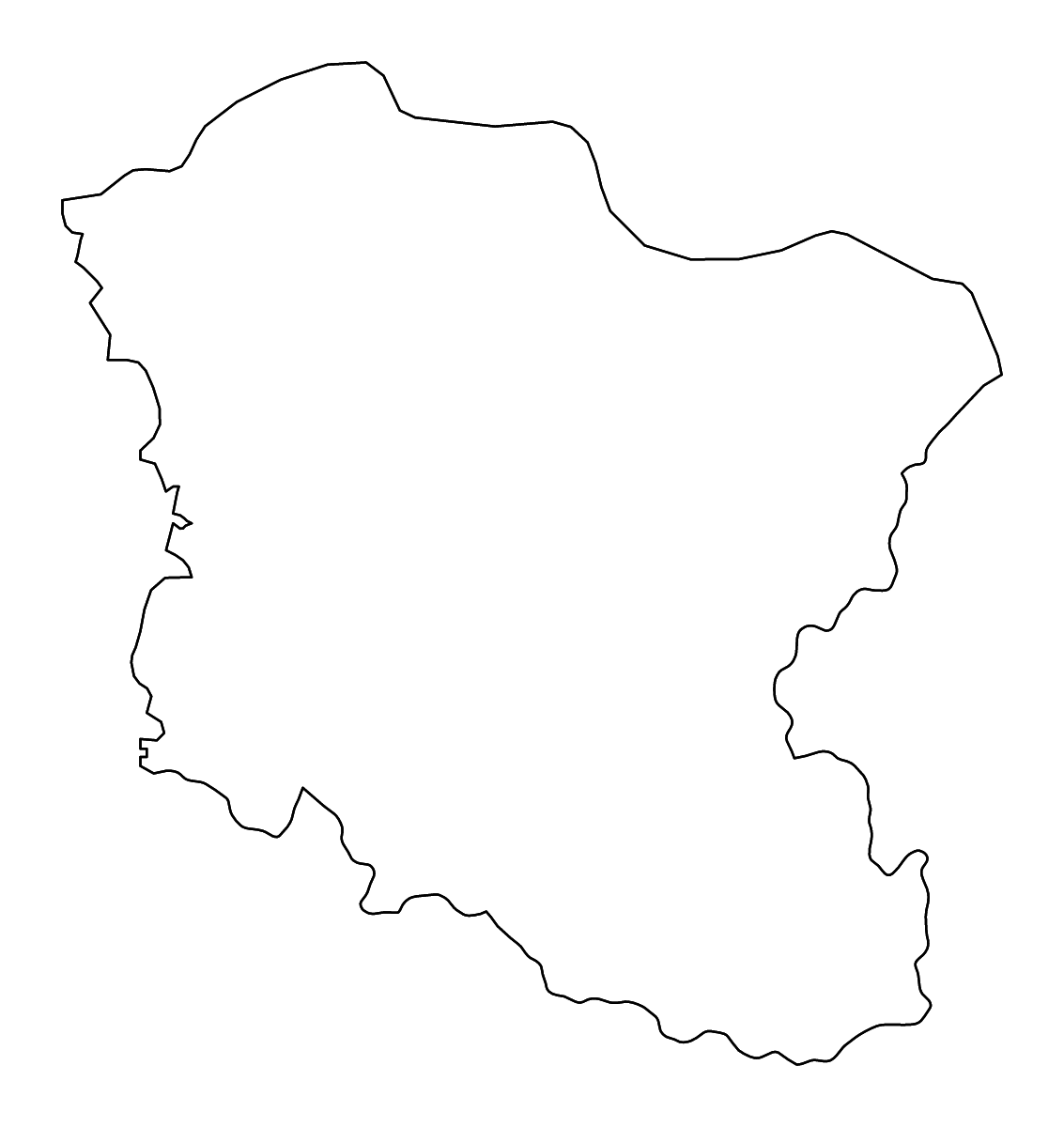 Mapa de contorno de Braničevo, Serbia con ríos.