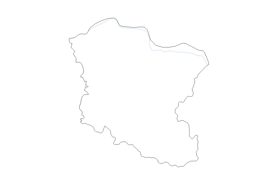 Mapa de Braničevo, Serbia de tipo contorno y ríos para Europa, con contorno y ríos con límites limpios.