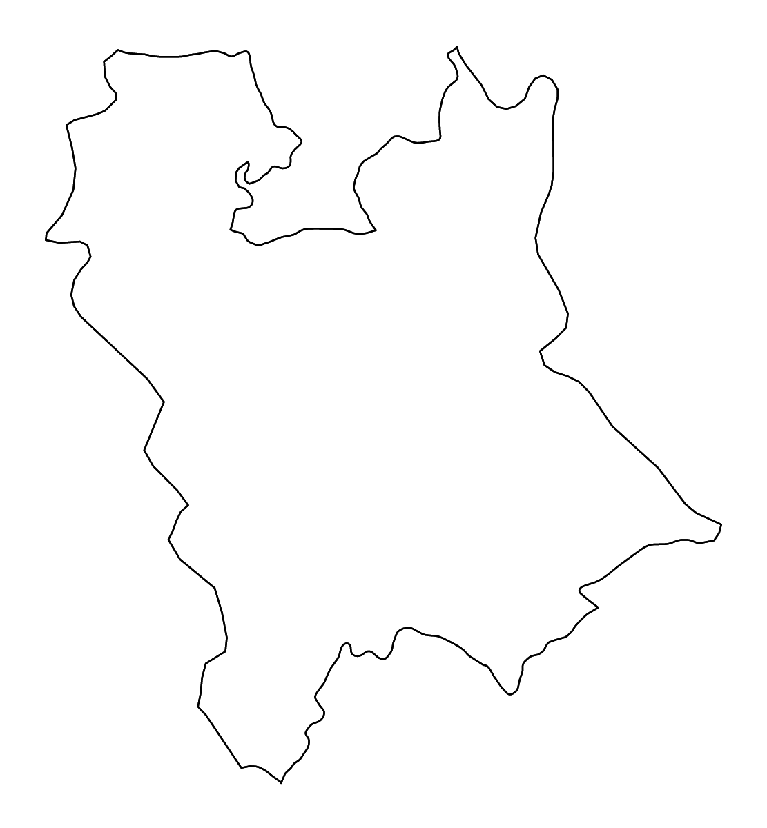 Mapa de contorno de Central Banat, Serbia con ríos.