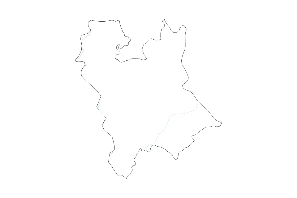 Outline map of Central Banat District, Serbia with subdivision borders and rivers.