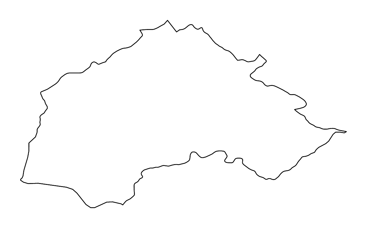 Outline map of Jablanica District, Serbia with rivers.