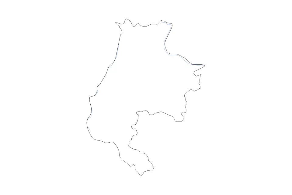 Mapa de Mačva, Serbia de tipo contorno y ríos para Europa, con contorno y ríos con límites limpios.
